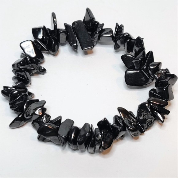 Shungite Stretch Bracelet 5-8mm chip natural stone includes felt pouch-CB03 - Picture 8 of 9